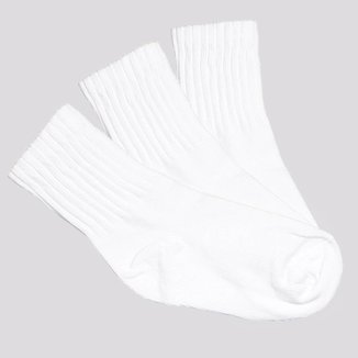 Kit Meia Selene 3 Pares Cano Longo Infantil Branca