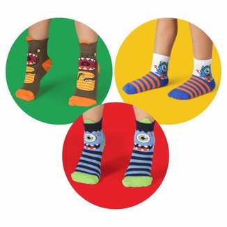 Kit Meias Meninos 3D Monstros Dinossauro Criança Conjunto