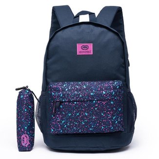 Kit Mochila Bolsa Ecko com Estojo Escolar Espaçosa Dia a Dia 19 Litros