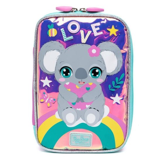 Kit Mochila De Rodinha Coala Estojo 100 Pens Lancheira Térmica 25 Litros