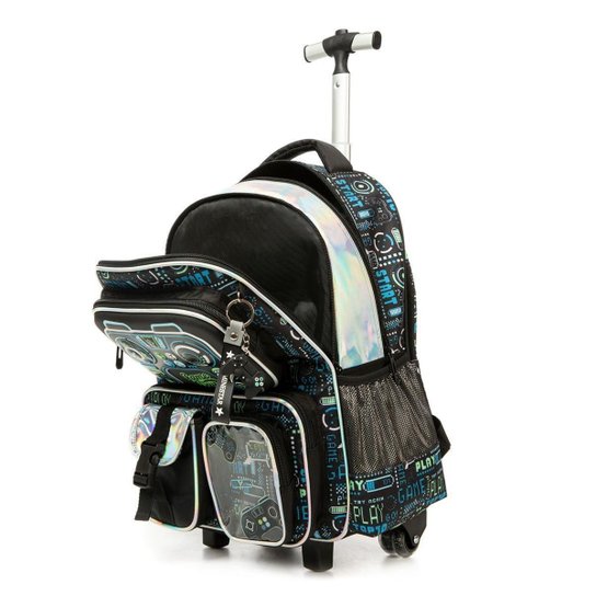 Kit Mochila de Rodinha Crossgear Escolar Masculino Infantil Videogamer Estojo Lancheira Térmica