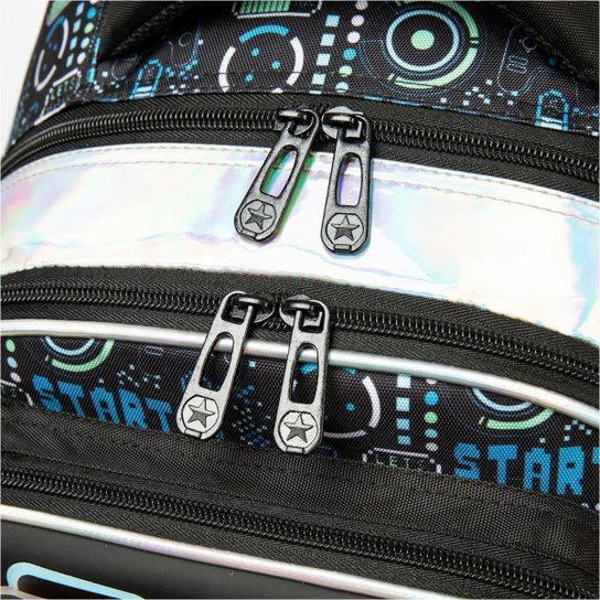 Kit Mochila de Rodinha Crossgear Escolar Masculino Infantil Videogamer Estojo Lancheira Térmica