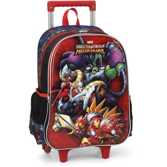 Kit Mochila de Rodinhas Lancheira Luxcel Avengers Vermelho