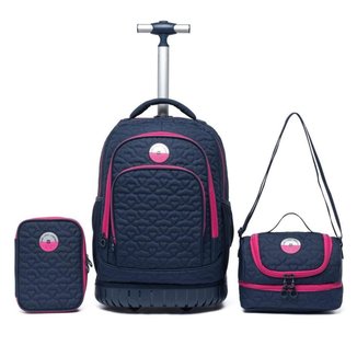 Kit Mochila Escolar Juvenil Feminino Hang Loose 20l Grande