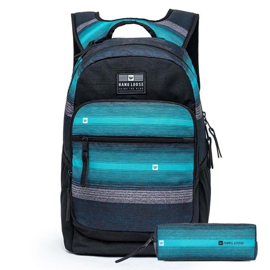 Kit Mochila + Estojo Masculina Hang Loose Notebook Trabalho Faculdade 18 Litros