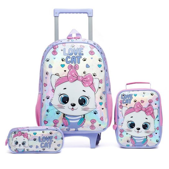 Kit Mochila Infantil Espaçosa Resistente Escolar