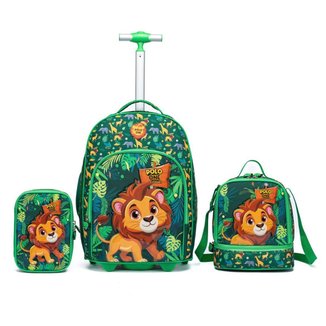 Kit Mochila Rodinha Infantil Estojo Organizador Lancheira Térmica