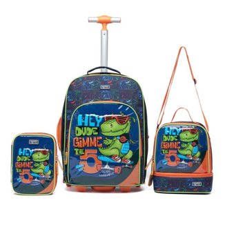 Kit Mochila Rodinha Infantil Estojo Organizador Lancheira Térmica