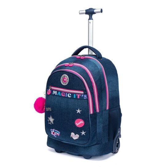 Kit Mochila Rodinhas Estojo Lancheira Juvenil Resistente Escola 33 Litros