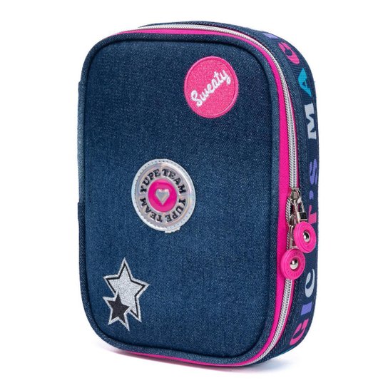 Kit Mochila Rodinhas Estojo Lancheira Juvenil Resistente Escola 33 Litros