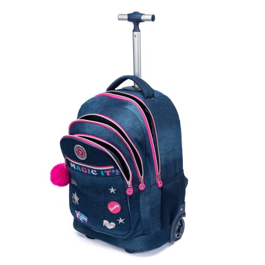 Kit Mochila Rodinhas Estojo Lancheira Juvenil Resistente Escola 33 Litros