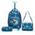 Kit Mochila Rodinhas Tubarão Estojo Lancheira - Azul