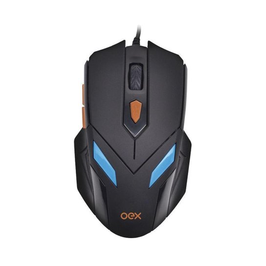 Kit Mouse E Mousepad War 6 Botoes Led OEX Game MC100 Preto