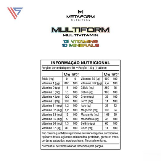Kit Multivitamínico 60 Tabletes Metaform + Pré Treino Posseidon 250g Nutrition For Bigs
