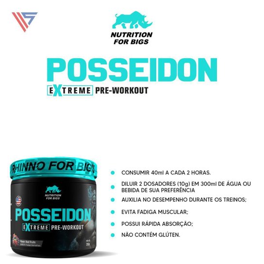Kit Multivitamínico 60 Tabletes Metaform + Pré Treino Posseidon 250g Nutrition For Bigs