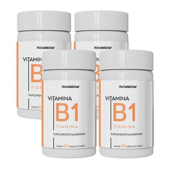 Kit Natunectar  Vitamina B1 (Tiamina) Suplemento Alimentar  500mg – 4 unid (240 cápsulas)