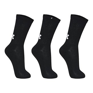 Kit - Pacote com 3 Pares de Meia de Treino Under Armour Core Cotton Cano Alto Unissex - Preto