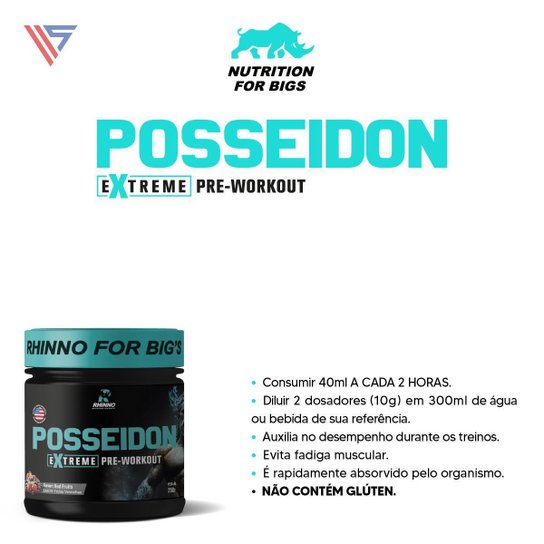 Kit Pré Treino Frutas Posseidon + Creatina Pura 300g Vitamax