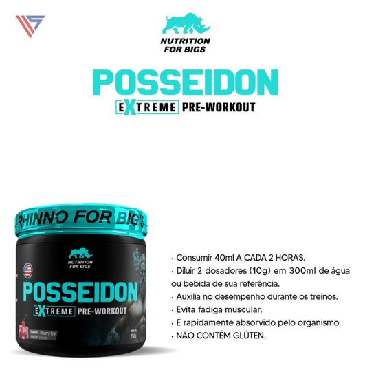 Kit Pré Treino Posseidon Tangerina + Creatina Pura 300g Pure Athletic
