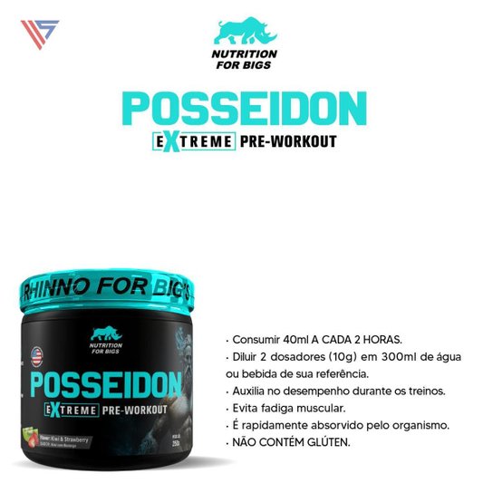 Kit Pré Treino Posseidon Tangerina + Creatina Pura 300g Pure Athletic