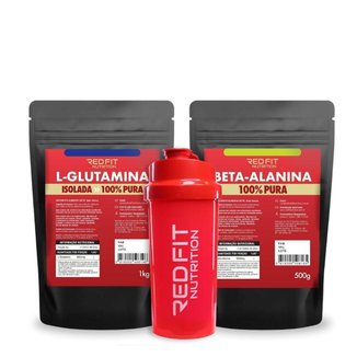 Kit Red Fit Nutrition 100% Puro Importado L-Glutamina 1Kg Beta-Alanina 500g