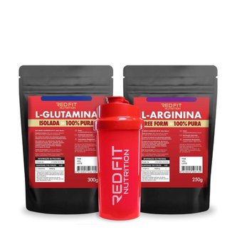 Kit Red Fit Nutrition 100% Puro Importado L-Glutamina 300g L-Arginina 250g
