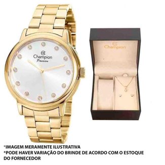 Kit Relógio Champion Feminino Dourado CN29874W