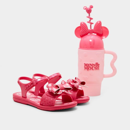 Kit Sandália Infantil Grendene + Copo Disney Menina