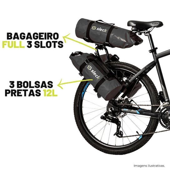 Kit Sleck Bagageiro Frontal + Bolsa 8l Laranja Impermeável