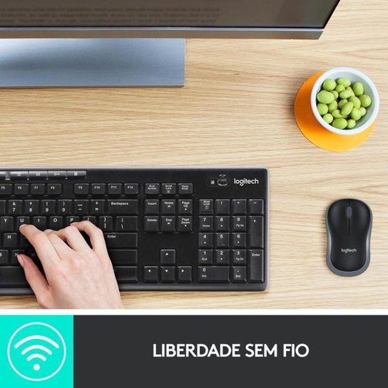 Kit Teclado e Mouse Logitech MK270 Preto Sem Fio ABNT2