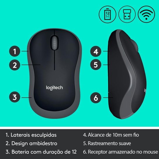 Kit Teclado e Mouse Logitech MK270 Preto Sem Fio ABNT2