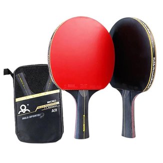 Kit Tênis De Mesa Gold Sports Boli 6.0 Series - 2 Raquetes 6 Estrelas Profissional e 1 Mesh Bag