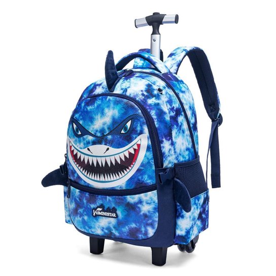 Kit Tubarão Mochila Lancheira Estojo Reforçado Escolar Moderno