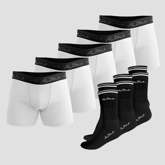 Kit Underwear Confort Sport Alpha Co - 5 Cuecas + 3 Meias