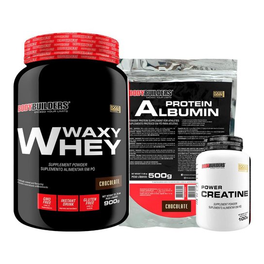 Kit Waxy Whey 900g + Creatina 100g + Albumina 500gr - Bodybuilders
