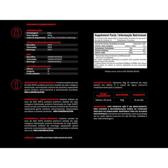 Kit Whey Iso Protein 900g + 6 Six Lipo Blck 60 caps + Coqueteleira - Bodybuilders