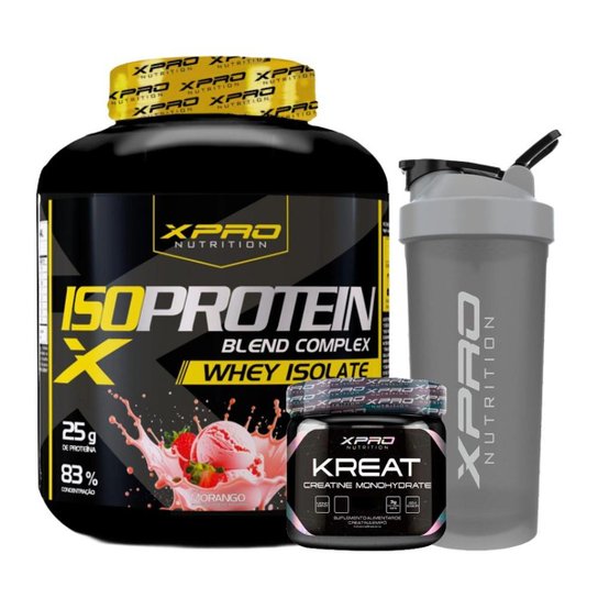 Kit Whey Iso Protein Blend Complex 2Kg + Creatina XPRO 300g + Coqueteleira - XPRO