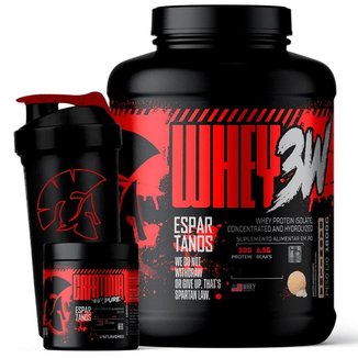 Kit Whey Protein 3W 1800g + Creatina 100g + Coqueteleira - Espartanos