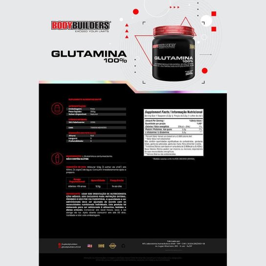Kit Whey protein 900g + Glutamina 300g + BCAA 100g - Bodybuilders
