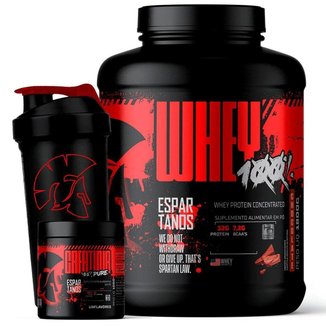 Kit Whey Protein Concentrado 100% 1800g + Creatina 100g + Coqueteleira - Espartanos