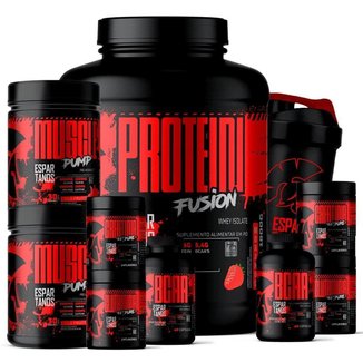 Kit Whey Protein Fusion 1,8 Kg + 2 BCAA + 2 Creatina + 2 Glutamina + 2 Pré Treino  + Shaker