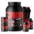 Kit Whey Protein Fusion + BCAA + Creatina + Glutamina + Pré Treino Limão + Shaker - Preto+Vermelho