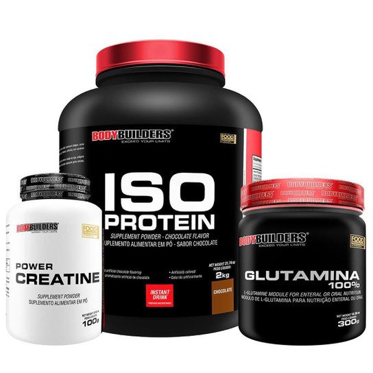 Kit Whey Protein Iso Protein 2Kg + Creatina 100g + Glutamina 100% 300g - Bodybuilders