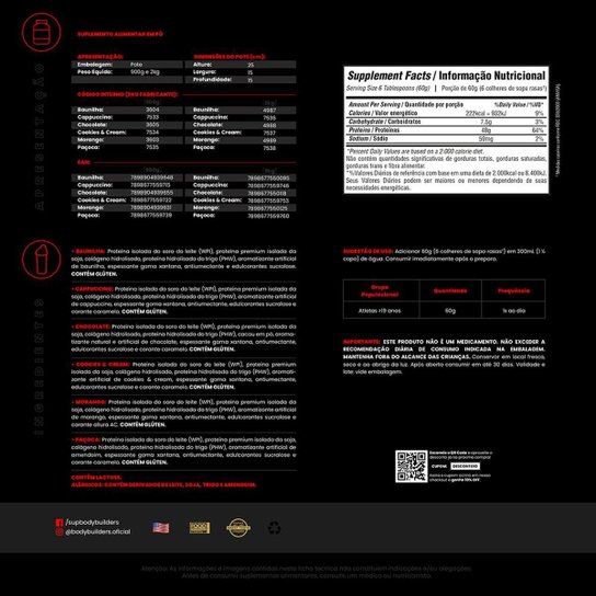 Kit Whey Protein Iso Protein 2Kg + Creatina 100g + Glutamina 100% 300g - Bodybuilders