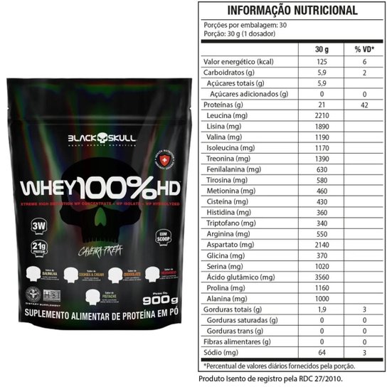 Kit Whey Protein Refil 900g 100 HD Pure 3W Isolado Hidrolisado Concentrado Creatina Monohidrata 150g