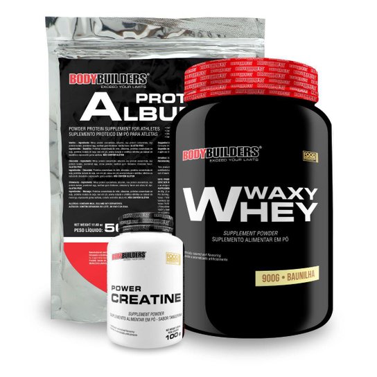 Kit Whey Waxy Whey 900g + Creatina 100g + Albumina 500g - Bodybuilders