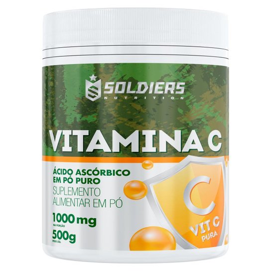 Kit: 2 Vitaminas C Em Pó 500g + Arginina 250g - 100% Pura Importada - Soldiers Nutrition