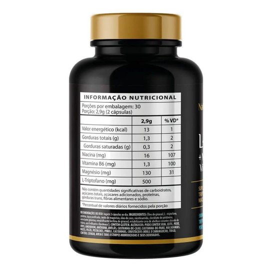 L-Triptofano + Magnésio, Vitamina B3 e Vitamina B6 (60 Cápsulas) - Natusday Premium