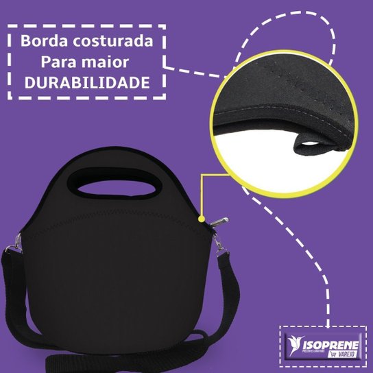 Lancheira Bolsa Térmica Fit em Neoprene – ISOPRENE – Bolinhas Brancas