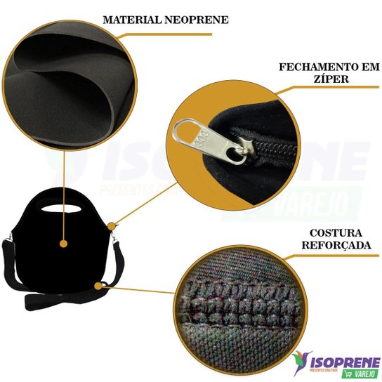 Lancheira Bolsa Térmica Fit em Neoprene – ISOPRENE – Bolinhas Brancas
